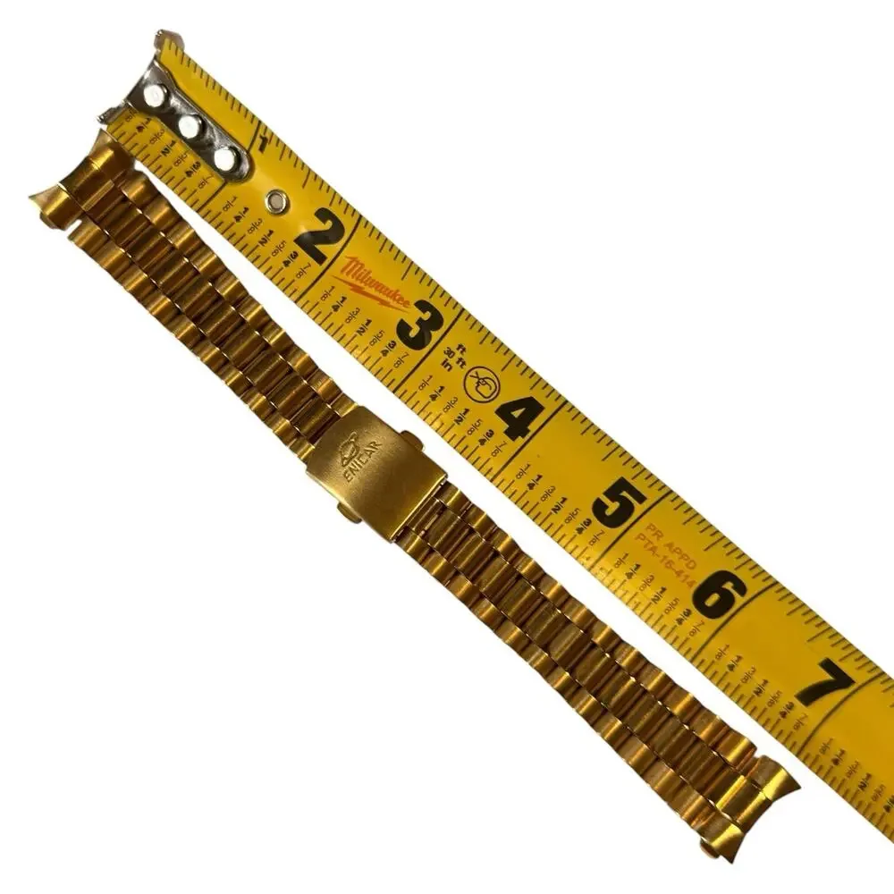 Vintage ENICAR Gold Tone Watch Band / Bracelet President Style Saturn Clasp